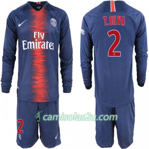 Camisolas de Futebol Paris Saint Germain T. Silva 2 Criança Equipamento Principal 2018/19 Manga Comprida Camisolas de Futebol Paris Saint Germain T. Silva 2 Criança Equipamento Principal 2018/19 Manga Comprida